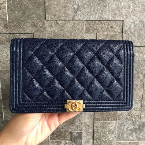 chanel blue boy wallet